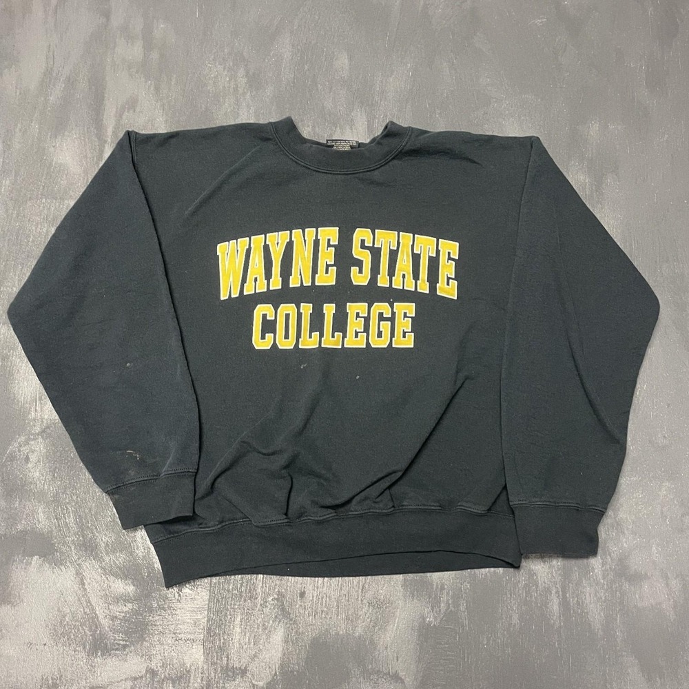 Vintage Wayne State college sweatshirt mens Medium black 2000s‎ y2k